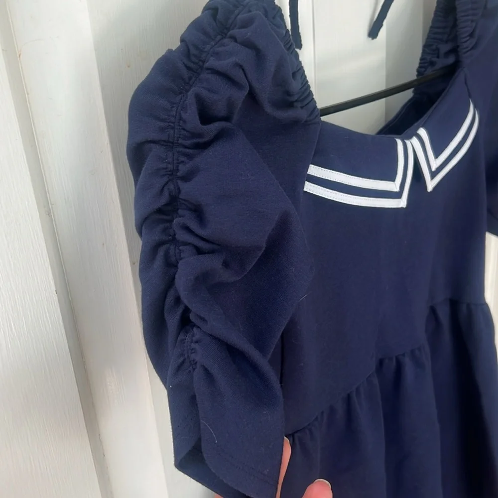 Janie & Jack blue and white sailor dress. Matching headband included. Size 8 G - Picture 3 of 6